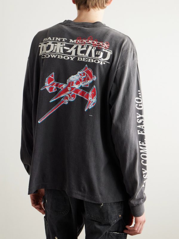 + Cowboy Bebop Easy Come Printed Cotton-Jersey T-Shirt - BK + Cowboy Bebop Easy Come Printed Cotton-Jersey T-Shirt - BK