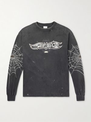 + TEFLON DISCO Distressed Printed Cotton-Jersey T-Shirt + TEFLON DISCO Distressed Printed Cotton-Jersey T-Shirt
