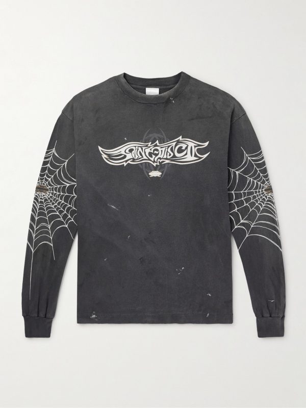 + TEFLON DISCO Distressed Printed Cotton-Jersey T-Shirt