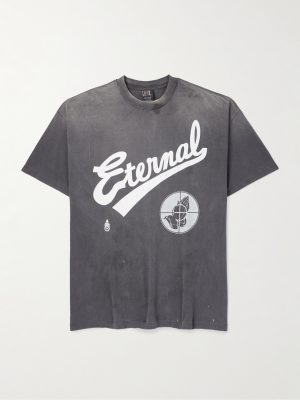 + Fear of God Distressed Printed Cotton-Jersey T-Shirt