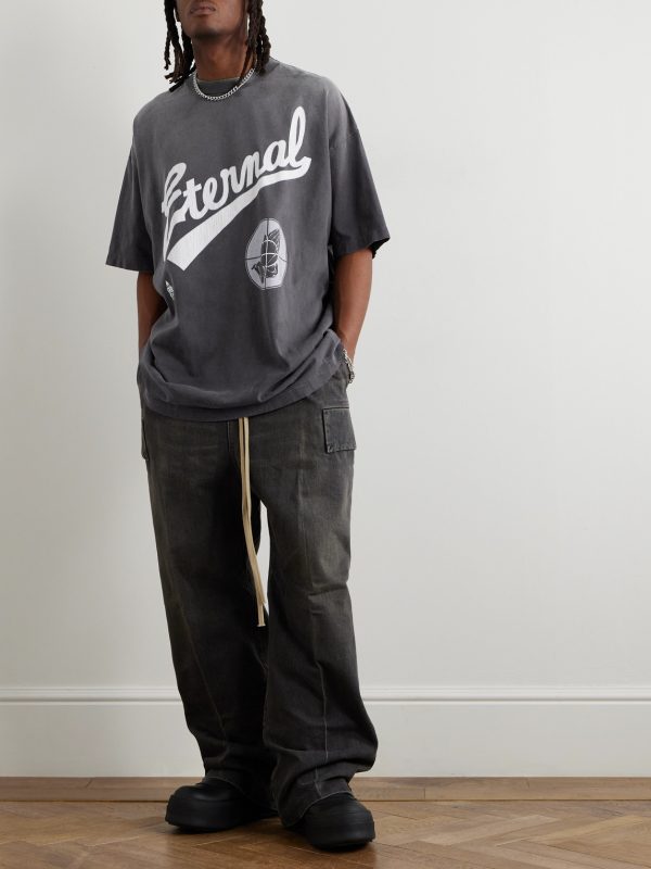 + Fear of God Distressed Printed Cotton-Jersey T-Shirt - OU + Fear of God Distressed Printed Cotton-Jersey T-Shirt - OU