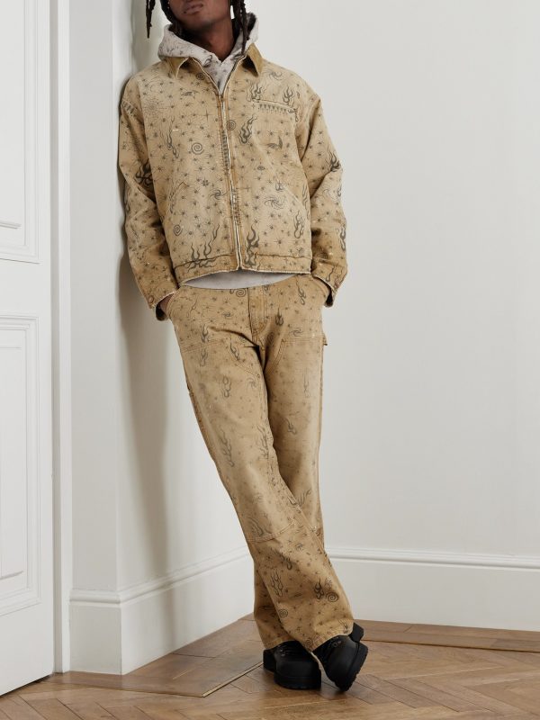 + Dr. Woo Corduroy-Trimmed Distressed Printed Cotton-Canvas Jacket - OU