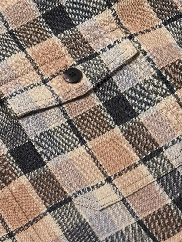Checked Wool and Linen-Blend Shirt - CU Checked Wool and Linen-Blend Shirt - CU