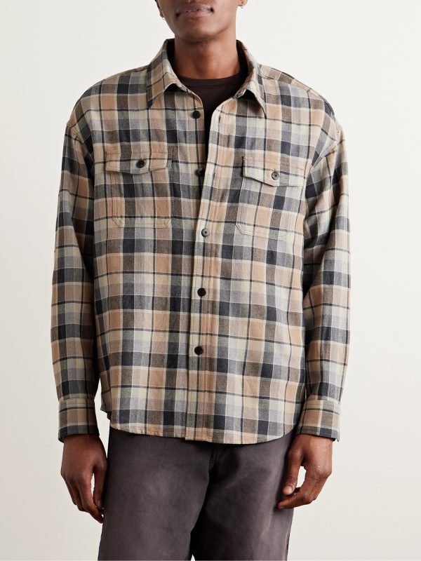 Checked Wool and Linen-Blend Shirt - FR Checked Wool and Linen-Blend Shirt - FR