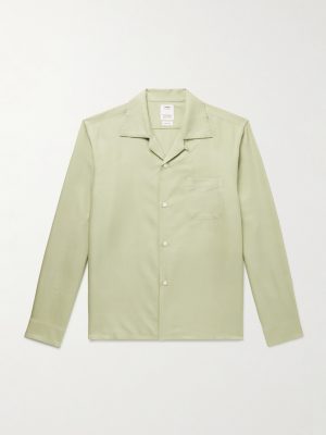 Keesey Convertible-Collar Silk-Shantung Shirt