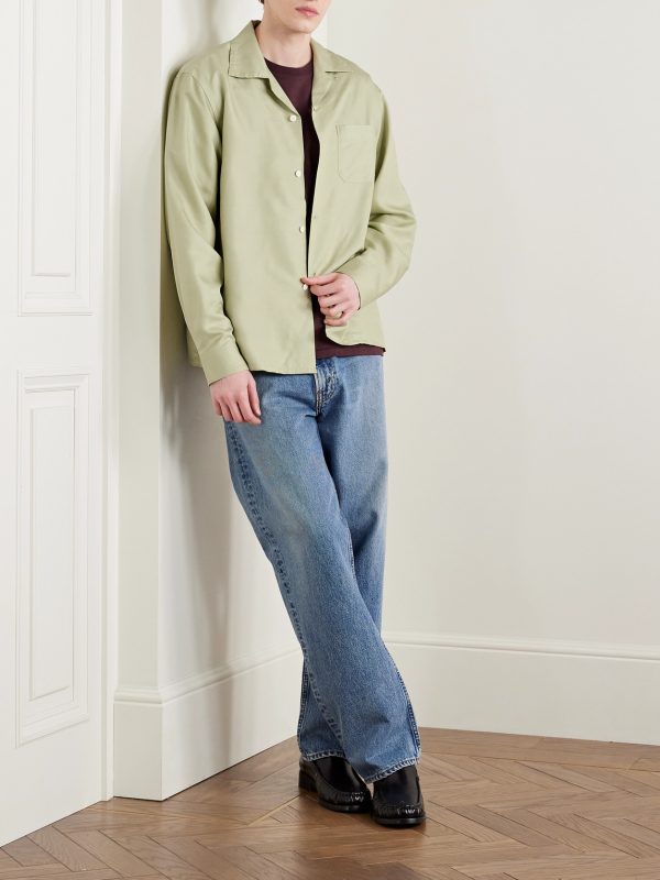 Keesey Convertible-Collar Silk-Shantung Shirt - OU Keesey Convertible-Collar Silk-Shantung Shirt - OU