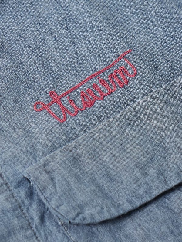 Keesey Convertible-Collar Logo-Embroidered Cotton and Silk-Blend Chambray Shirt - CU Keesey Convertible-Collar Logo-Embroidered Cotton and Silk-Blend Chambray Shirt - CU