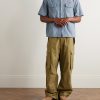 Keesey Convertible-Collar Logo-Embroidered Cotton and Silk-Blend Chambray Shirt - OU Keesey Convertible-Collar Logo-Embroidered Cotton and Silk-Blend Chambray Shirt - OU