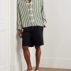 Trillium Camp-Collar Appliquéd Striped Silk Shirt - OU