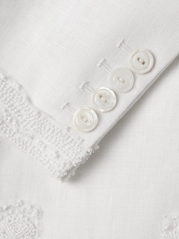 Marsh Double-Breasted Embellished Tulle-Trimmed Linen Suit Jacket - CU Marsh Double-Breasted Embellished Tulle-Trimmed Linen Suit Jacket - CU