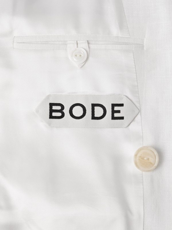 Marsh Double-Breasted Embellished Tulle-Trimmed Linen Suit Jacket - E1 Marsh Double-Breasted Embellished Tulle-Trimmed Linen Suit Jacket - E1