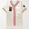 Redtail Appliquéd Embroidered Satin Shirt Redtail Appliquéd Embroidered Satin Shirt