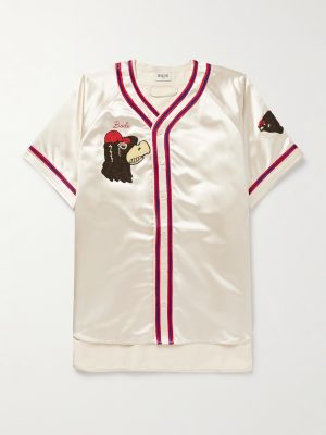 Redtail Appliquéd Embroidered Satin Shirt Redtail Appliquéd Embroidered Satin Shirt