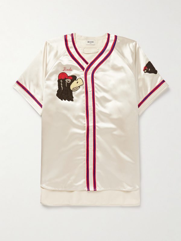 Redtail Appliquéd Embroidered Satin Shirt Redtail Appliquéd Embroidered Satin Shirt