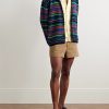 Riverbank Striped Crocheted Cotton Shirt - OU Riverbank Striped Crocheted Cotton Shirt - OU