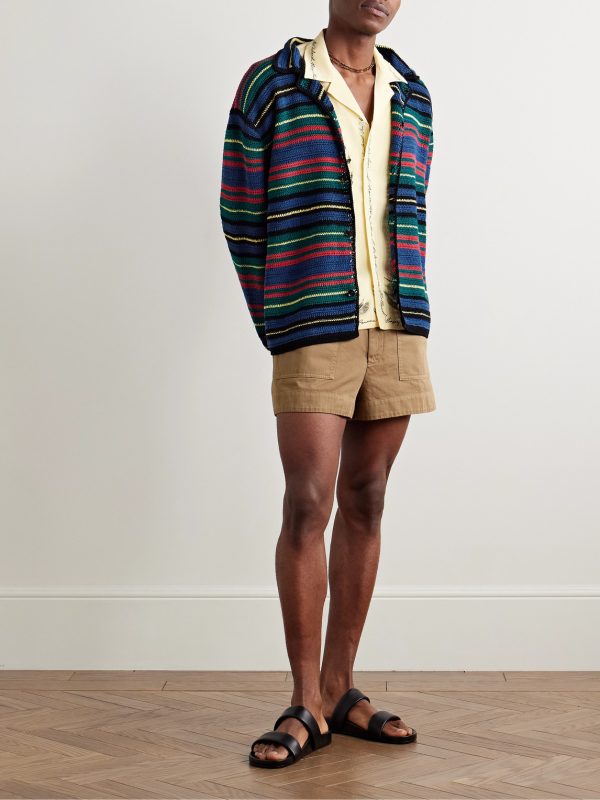 Riverbank Striped Crocheted Cotton Shirt - OU Riverbank Striped Crocheted Cotton Shirt - OU