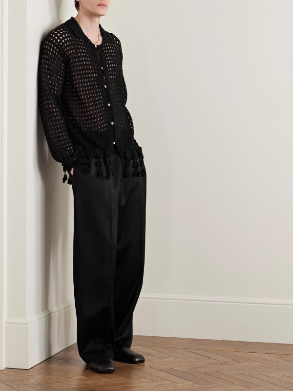 Blossom Tasselled Crocheted Pima Cotton Shirt - OU