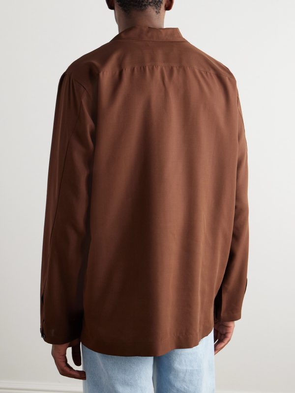Convertible-Collar Silk-Twill Shirt - BK Convertible-Collar Silk-Twill Shirt - BK