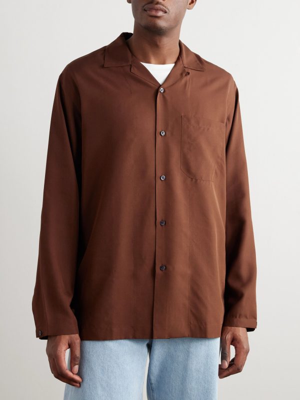 Convertible-Collar Silk-Twill Shirt - FR Convertible-Collar Silk-Twill Shirt - FR