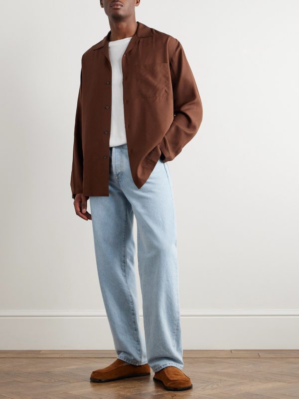 Convertible-Collar Silk-Twill Shirt - OU Convertible-Collar Silk-Twill Shirt - OU