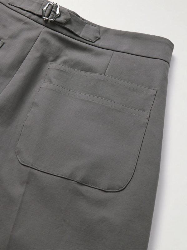 Straight-Leg Pleated Cotton-Blend Trousers - CU Straight-Leg Pleated Cotton-Blend Trousers - CU