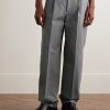 Straight-Leg Pleated Cotton-Blend Trousers - FR Straight-Leg Pleated Cotton-Blend Trousers - FR
