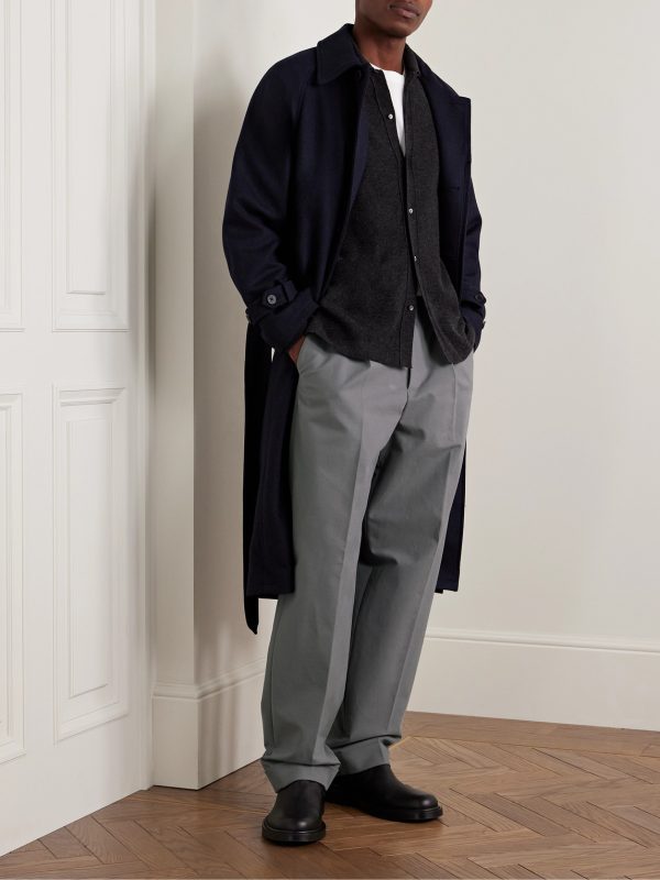 Straight-Leg Pleated Cotton-Blend Trousers - OU Straight-Leg Pleated Cotton-Blend Trousers - OU