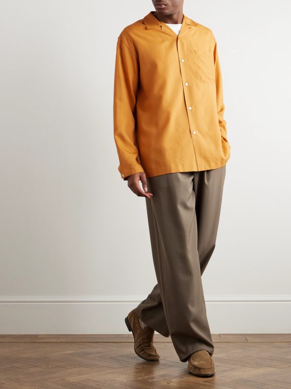 Convertible-Collar Silk-Twill Shirt - OU