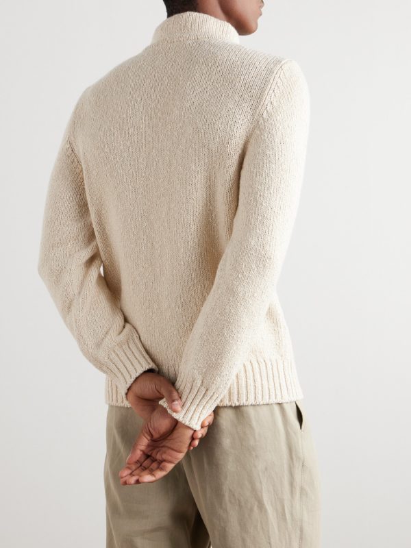 Ribbed Cotton and Cashmere-Blend Rollneck Sweater - BK Ribbed Cotton and Cashmere-Blend Rollneck Sweater - BK