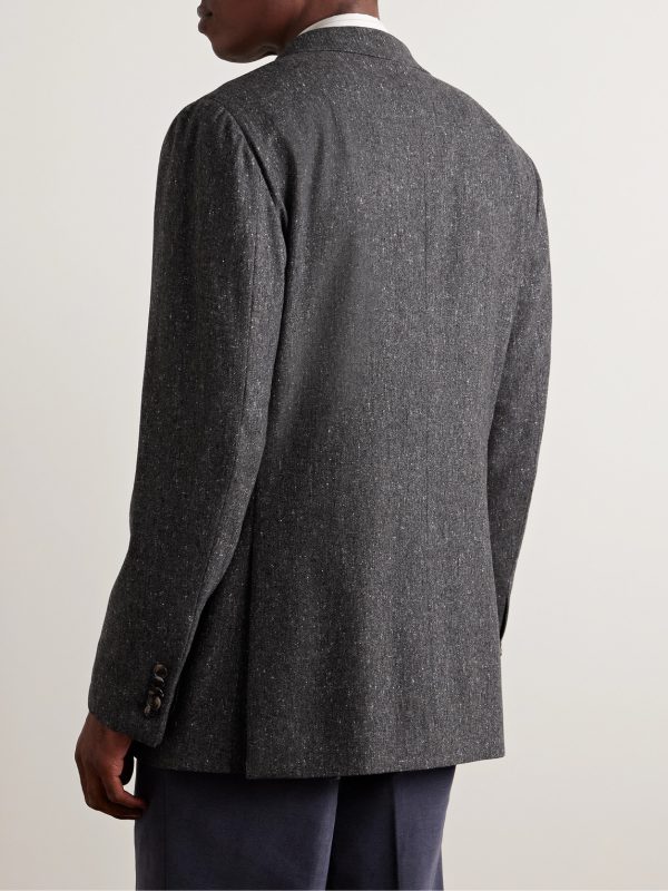 Double-Breasted Wool and Cashmere-Blend Blazer - BK Double-Breasted Wool and Cashmere-Blend Blazer - BK
