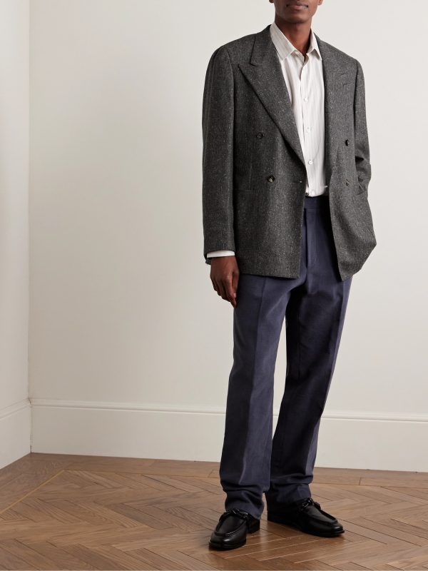 Double-Breasted Wool and Cashmere-Blend Blazer - OU Double-Breasted Wool and Cashmere-Blend Blazer - OU