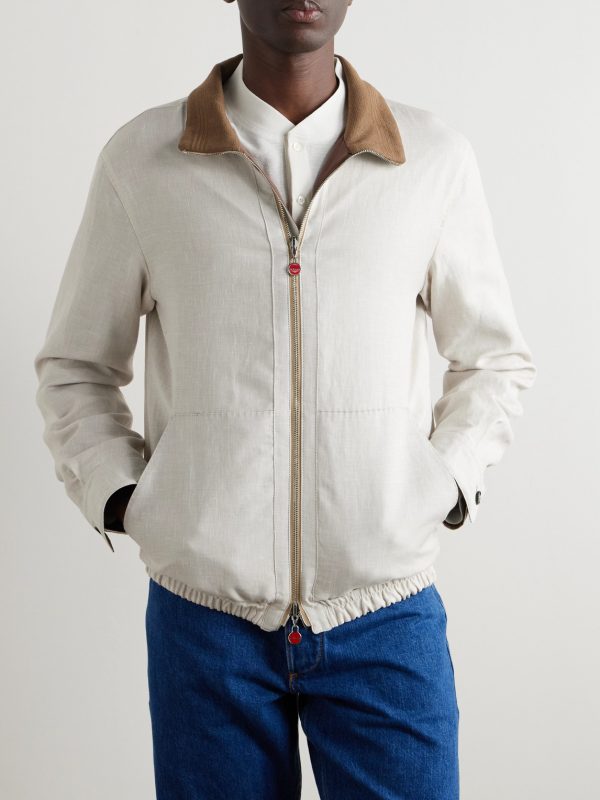 Linen, Wool and Silk-Blend Harrington Jacket - E3