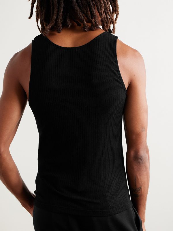 Cassandre Ribbed Logo-Embroidered Wool Tank Top - BK Cassandre Ribbed Logo-Embroidered Wool Tank Top - BK