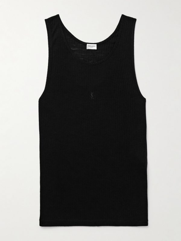 Cassandre Ribbed Logo-Embroidered Wool Tank Top Cassandre Ribbed Logo-Embroidered Wool Tank Top