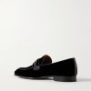 Bailey Chain-Embellished Leather-Trimmed Velvet Loafers - BK Bailey Chain-Embellished Leather-Trimmed Velvet Loafers - BK