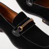 Bailey Chain-Embellished Leather-Trimmed Velvet Loafers - CU Bailey Chain-Embellished Leather-Trimmed Velvet Loafers - CU