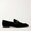 Bailey Chain-Embellished Leather-Trimmed Velvet Loafers Bailey Chain-Embellished Leather-Trimmed Velvet Loafers