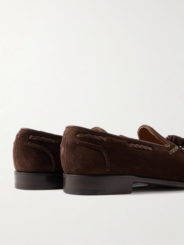 Belgravia Tasseled Leather-Trimmed Suede Loafers - BK