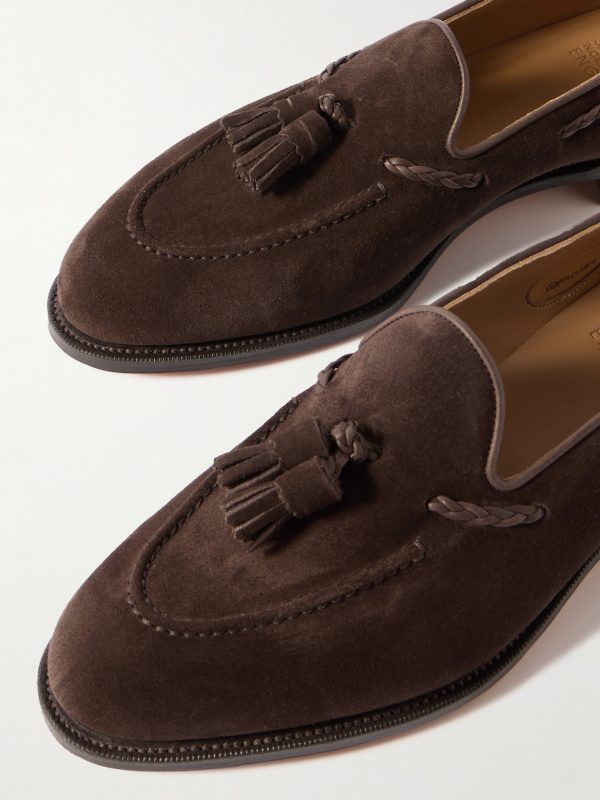 Belgravia Tasseled Leather-Trimmed Suede Loafers - CU