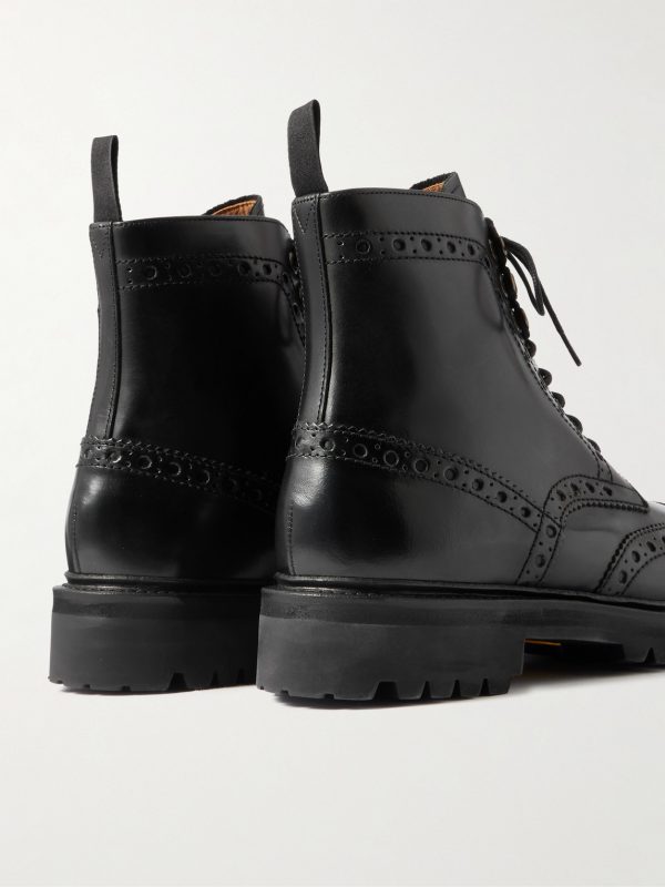 Fred Leather Brogue Boots - BK Fred Leather Brogue Boots - BK