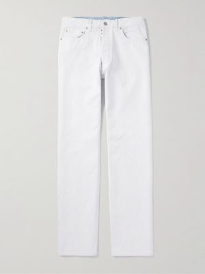 Straight-Leg Coated-Cotton Trousers