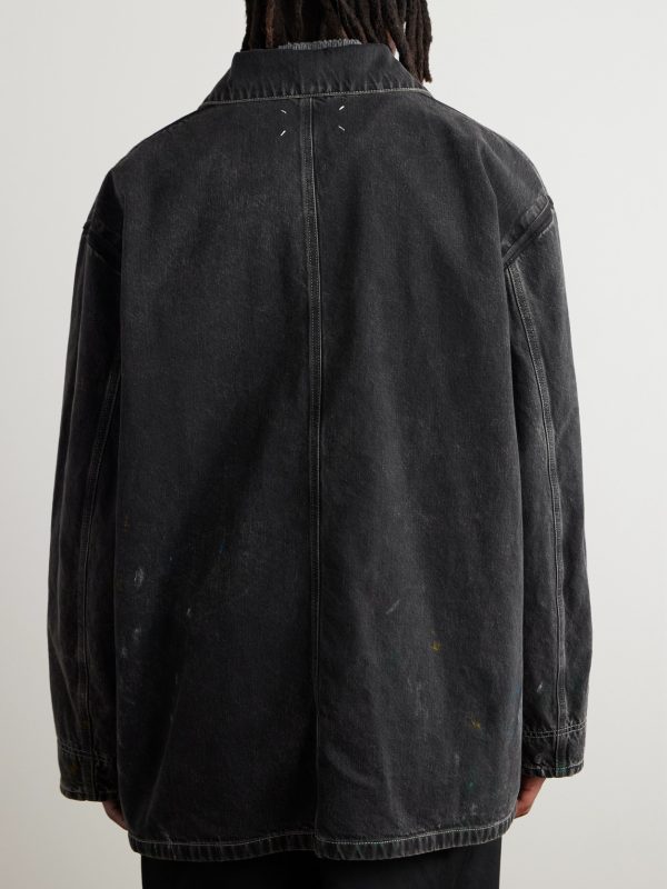 Oversized Paint-Splattered Denim Jacket - BK