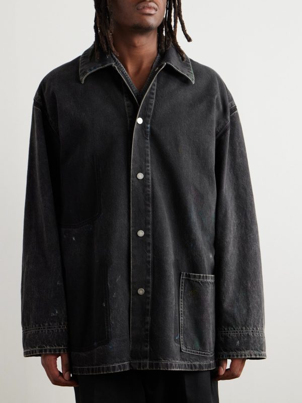 Oversized Paint-Splattered Denim Jacket - FR