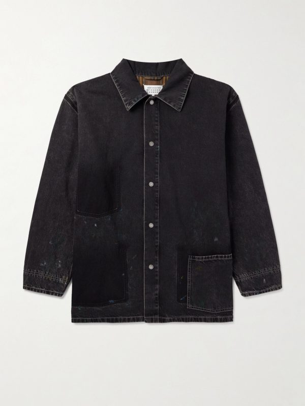 Oversized Paint-Splattered Denim Jacket