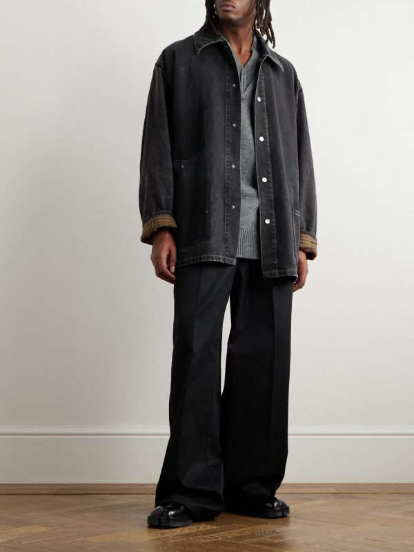 Oversized Paint-Splattered Denim Jacket - OU