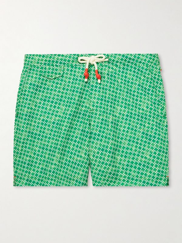 Standard Slim-Fit Straight-Leg Mid-Length Printed Swim Shorts Standard Slim-Fit Straight-Leg Mid-Length Printed Swim Shorts