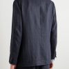 Double-Breasted Linen and Silk-Blend Blazer - BK Double-Breasted Linen and Silk-Blend Blazer - BK