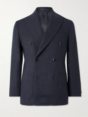 Double-Breasted Linen and Silk-Blend Blazer