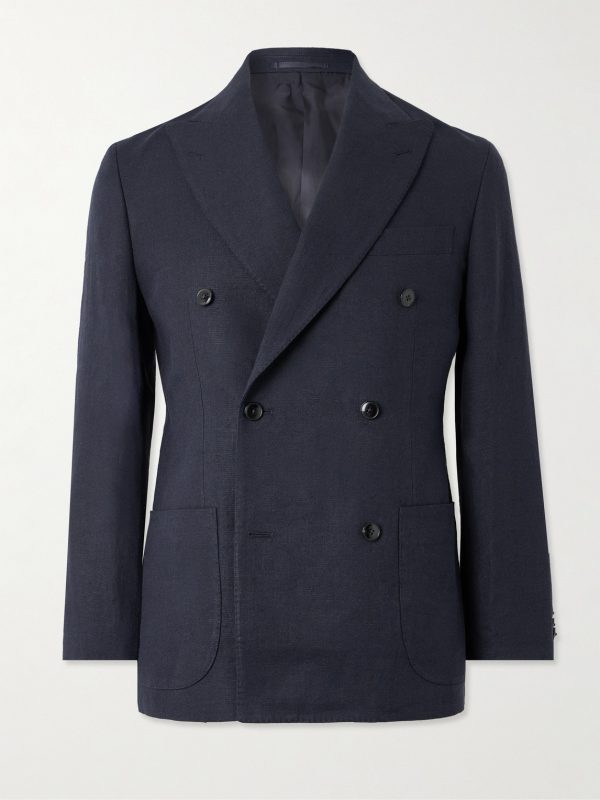 Double-Breasted Linen and Silk-Blend Blazer Double-Breasted Linen and Silk-Blend Blazer
