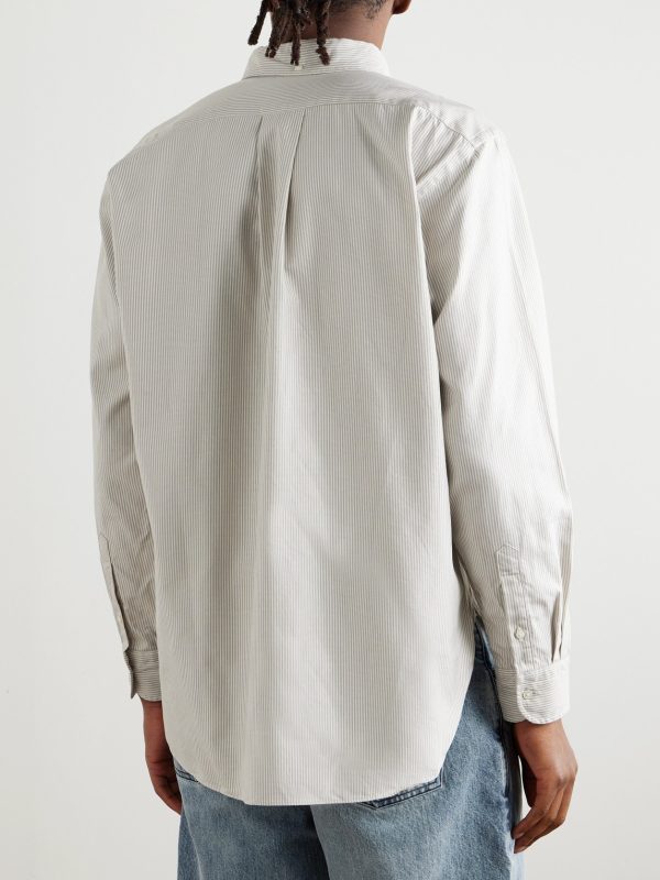 Button-Down Collar Striped Cotton Shirt - BK Button-Down Collar Striped Cotton Shirt - BK